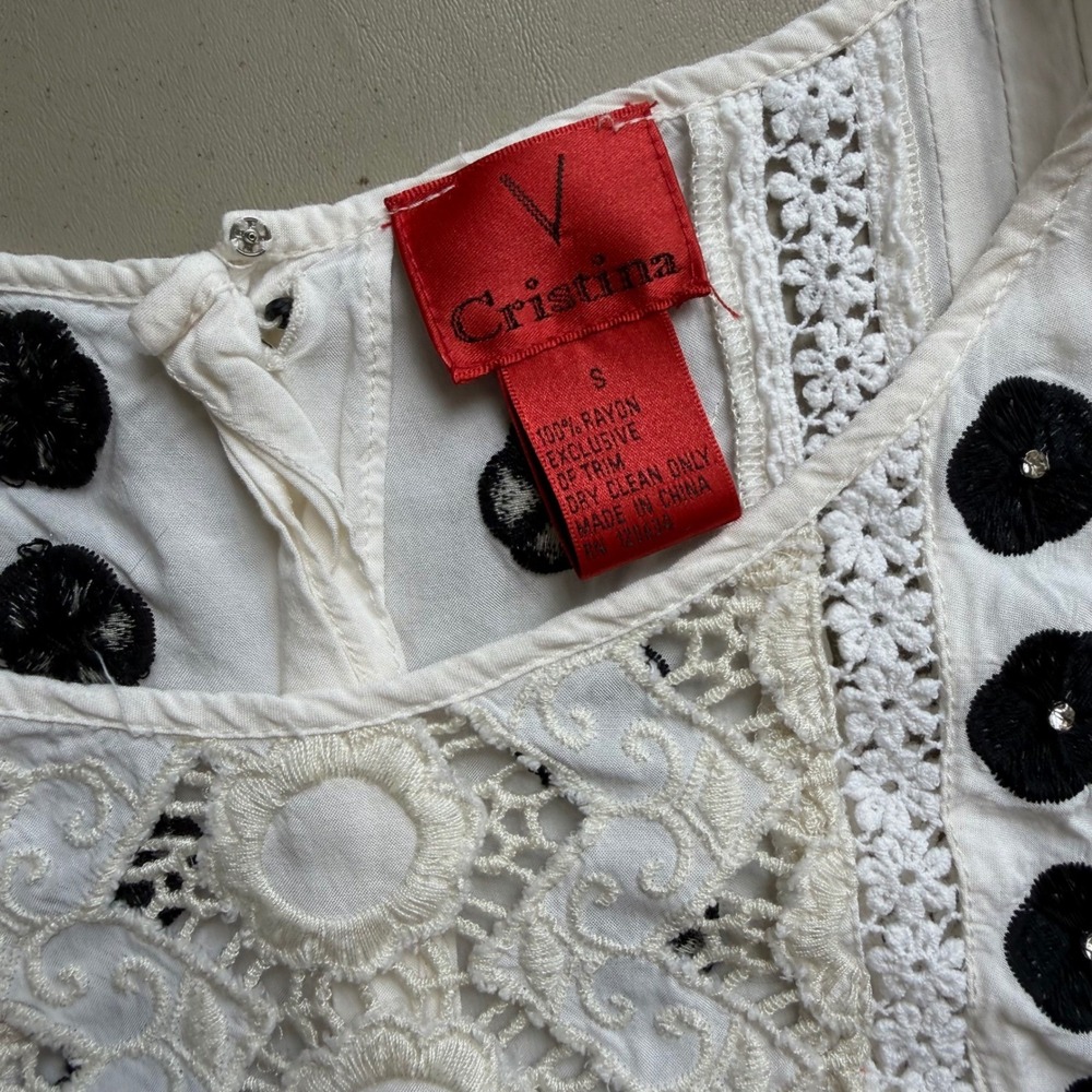 Anthropologie lace embroidered Top S Boho peasant Festival Cottagecore Romantic - Picture 9 of 13